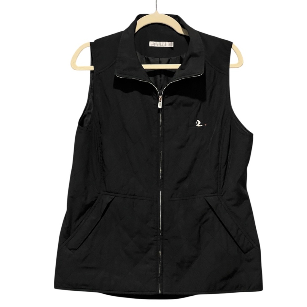 Peter Millar Black Quilted Full Zip With Zippered pockets Golf Vest Size L